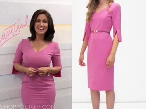 Pink Split Sleeve V-Neck Pencil Dress ...